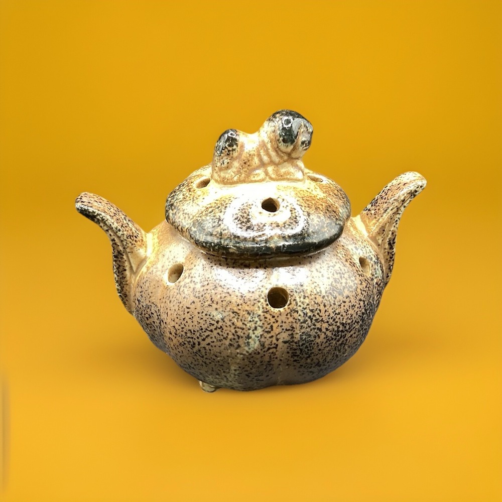 Vintage Incense Burner Foo Dog Ceramic 4" Diameter Asian Style Decor Collectible